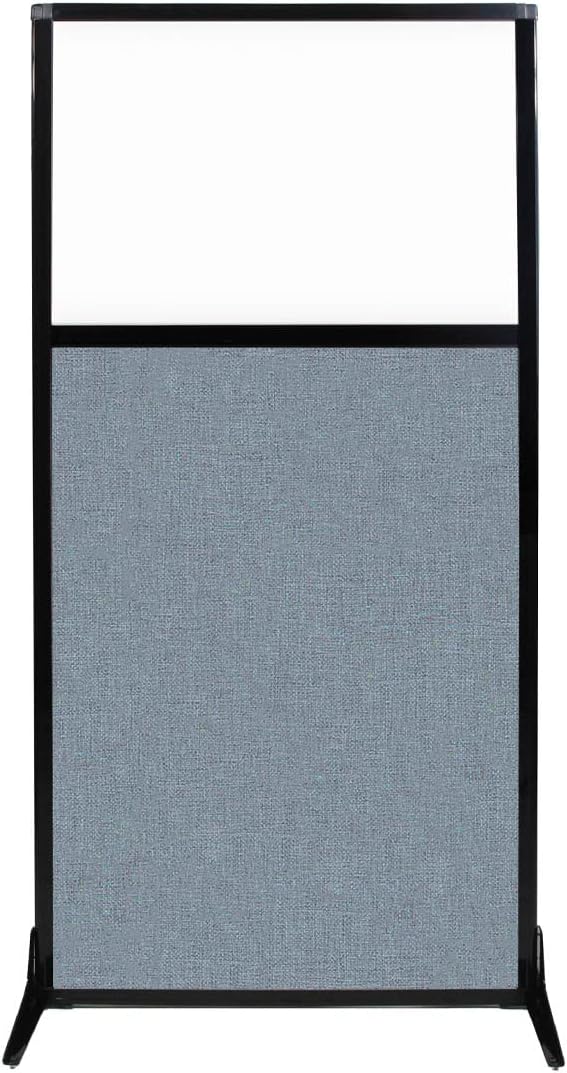 Versare Workstation Partition | Portable Wall Divider | Modern Office Cubicle | Free Standing Privacy Screen | Flexible Work Space | 33" x 70" W/Window, Powder Blue Fabric Panels