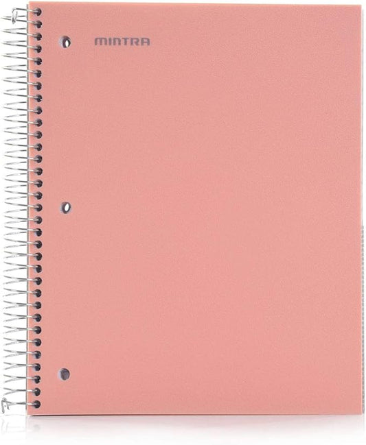 Mintra Office Durable Spiral Notebooks, 5 Subject (Salmon, College Ruled 1pk)