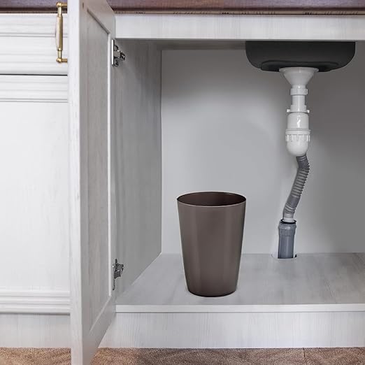 HOLDN’ STORAGE Small Trash Can - Set of 2 Open Top Waste Bin of 1.58 Gallon, Compact Waste Can Perfect for Bathroom, Kitchen, Office, Dorm - Durable Garbage Can - Metallic Brown