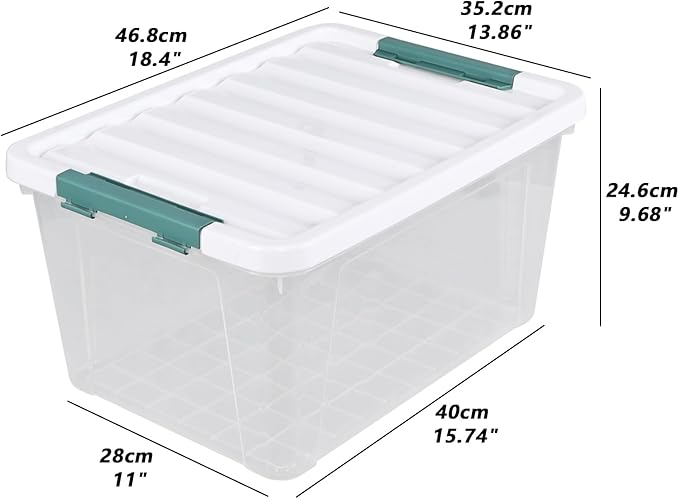 6 Pack 35 Quarts Large Storage Bin with Lid, Clear Plastic Latching Boxes