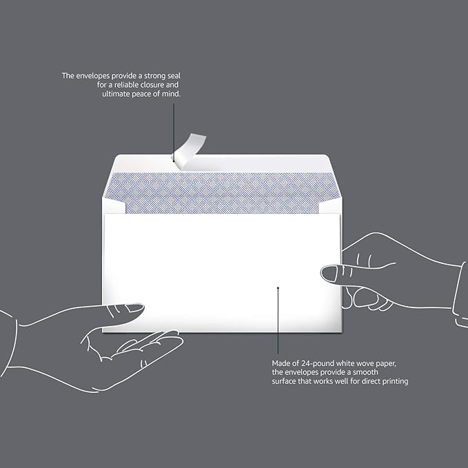 Amazon Basics Security Self-Seal Mailing Envelope, White, 6 3/4, 100-Pack