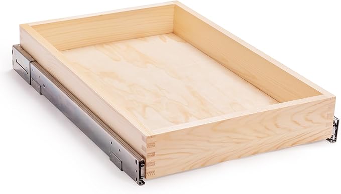 16”W x 21”D x 3‘’H Soft Close Slide Out Wood Drawer Organizer for Kitchen, Finished, (Cabinet Opening>17.5 inches for Bottom Assembly, Opening= 17 inches for Side Assembly)