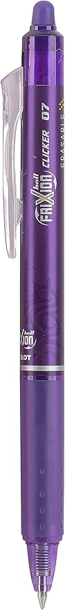 Pilot, FriXion Clicker Erasable Gel Pens, Fine Point 0.7 mm, Pack of 12, Purple