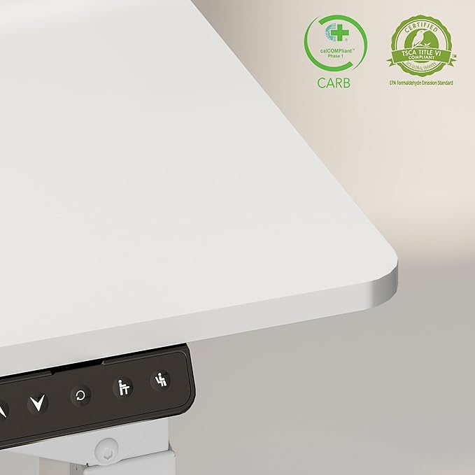 SANODESK 4-Leg Standing Desk, Electric Height Adjustable Desk with Memory Presets for Home Office, Stand up Desk Computer Workstation, 55x28 Inches White