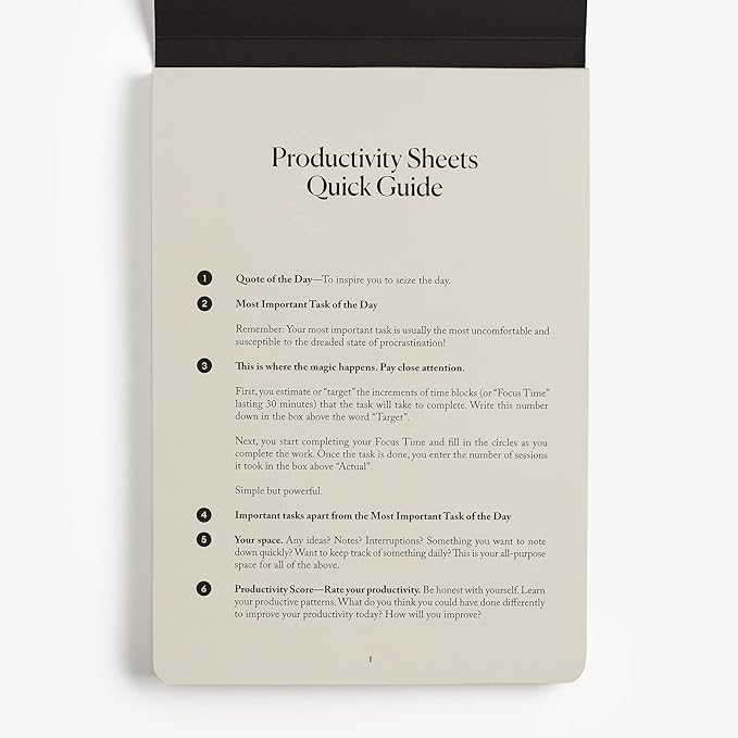 Intelligent Change 3-Month Productivity Planner Sheets and Tools for Time-Management and Mindfulness, Tear-Out To-Do List, A5 Undated Sheets, Black