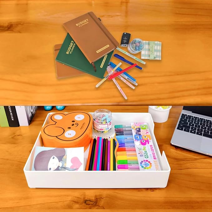 Desk Letter Tray, 2PCS A4 Size Plastic Stackable File Document Organizer, Office Desktop File Paper Holder, Book Storage Rack,Anti-Skid Stacking Support for Office Supplies (White)