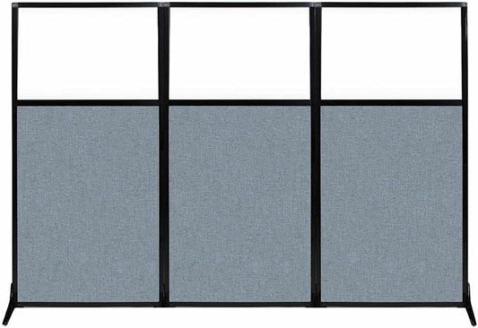Versare Workstation Partition | Portable Wall Divider | Modern Office Cubicle | Free Standing Privacy Screen | Flexible Work Space | 99" x 70" W/Window, Powder Blue Fabric Panels