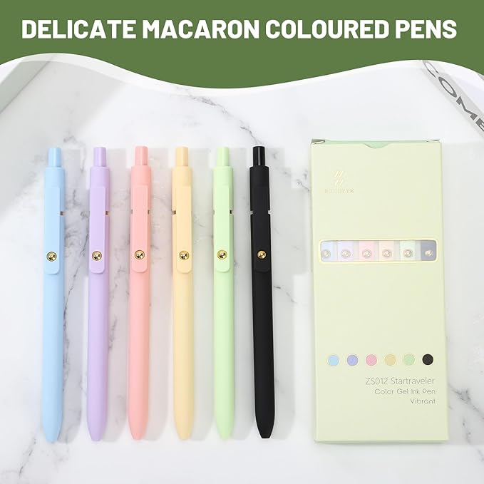 Ddaowanx Colorful Gel Pens, 0.5mm Fine Point Retractable, Cute Pens with Colored Writing and Sketching, Nursing School Essentials,School Supplies, Gifts for Nurse (12Pcs-Aesthetic Colors)