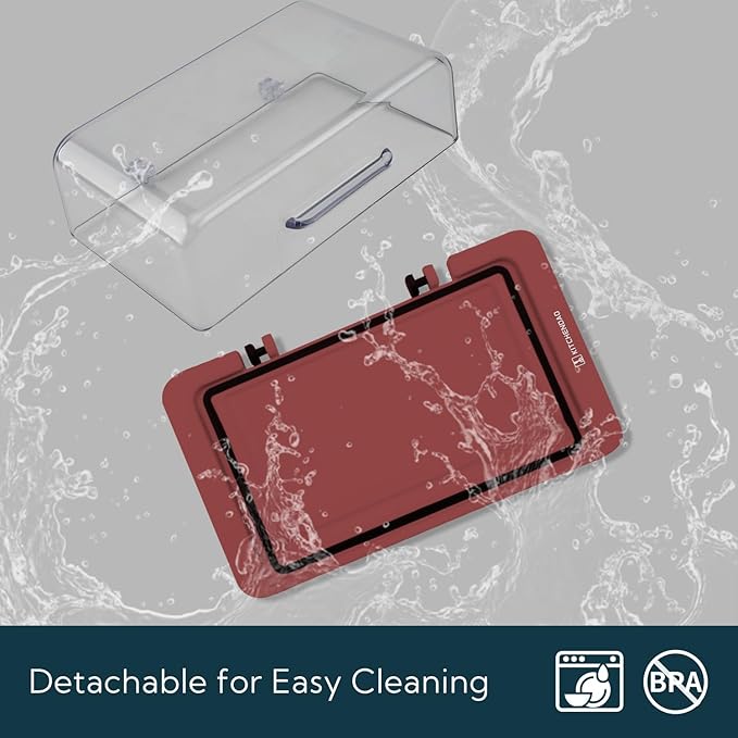 KITCHENDAO Airtight Flip-Top Butter Dish with Lid for Countertop and Refrigerator, Butter Keeper, Plastic Butter Holder Tray for 2 Sticks East Coast/West Coast/European Style/ Kerrygold Butter (Red)