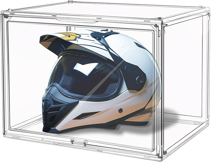 Clear Stackable Plastic Storage Bins with Lid, Dustproof Display Cases, Extra Large Figures Collectibles Showcase, Boot & Shoe Boxes, Helmet Protection Organizer (Clear-XL-1 Pack)
