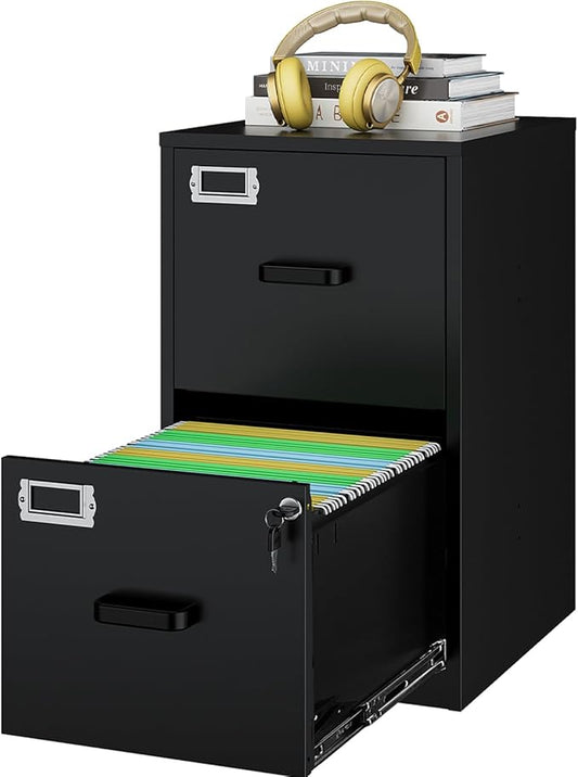 2 Drawers File Cabinet Metal Vertical Filing Cabinets Metal Lockable Storage Cabinets with Lock for Home Office to Hanging Files