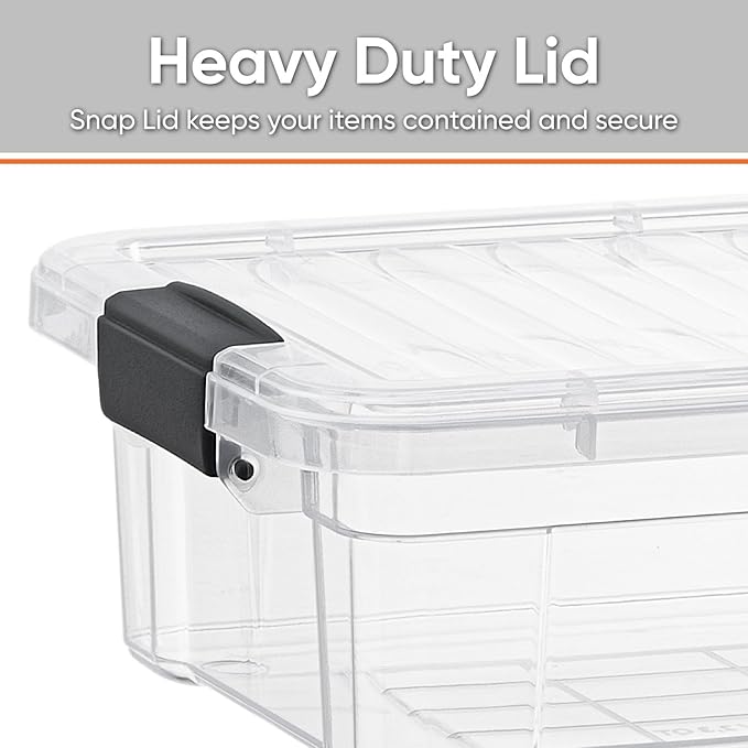 Superio Storage Bins with Lids- 6 Pack, 7.4 Qt Clear Boxes for Organizing, Stackable Plastic Containers- BPA Free, Non-Toxic, Odor Free, Organizer for Home, Office, Dorm
