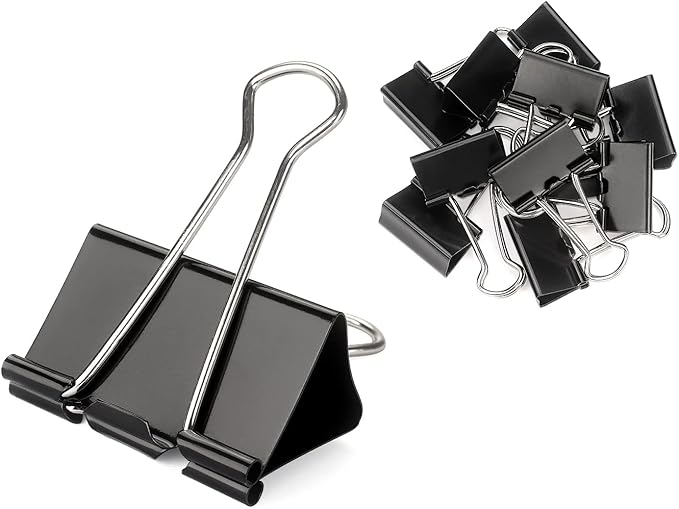 ZZTX Black Binder Clips Paper Clamps Clips Small Size, 0.75 Inches, 36 Pack