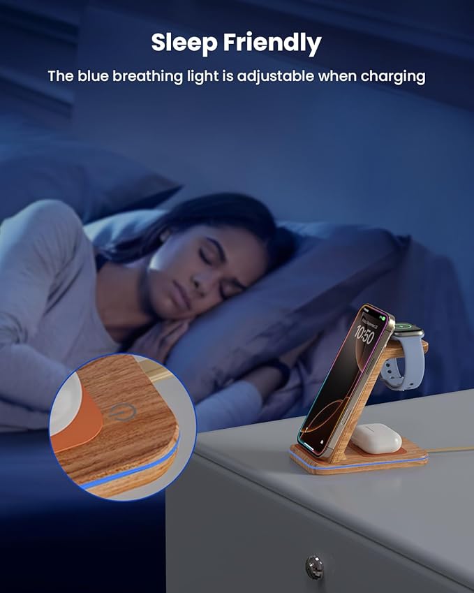 3 in 1 Wireless Charging, Wireless Charger Stand for Multiple Apple Devices, Wireless Charger for iPhone 17 16 15 14 13 12 11 Pro Max XS XR 8, Apple Watch 11 9 8 7 6 SE 5 4 3 2, AirPods 3/2/Pro