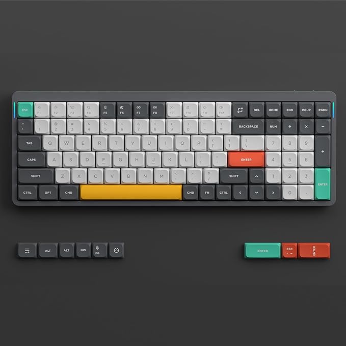 nuphy Air96 V2 Wireless Mechanical Keyboard,100 Keys RGB Backlit Keyboard,Supports Bluetooth 5.1,2.4G and Wired Connection,for PC/Laptop/Windows/Mac -Grey Gateron Cowberry Switch