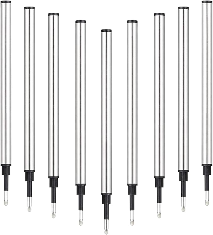 DunBong Rollerball Pen Refills, Roller Ball Fine Point 0.5mm, Red Ink Refill Pack of 5 - Replaceable Ballpoint Pen Refills Medium Point (Black)