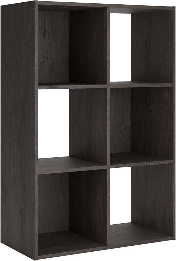 Signature Design by Ashley Piperton 6 Cube Storage Organizer or Bookcase, Charcoal