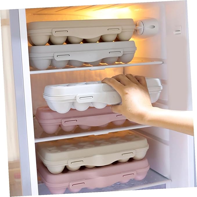 2pcs Egg Fridge Organizer with Lids Stackable Egg Storage Box for Refrigerator with Easy Pull-out Design
