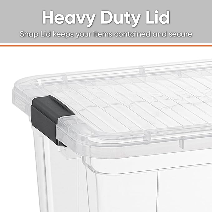 Superio Clear Storage Boxes with Lids, 11 Quart Plastic Container Bins for Organizing, Stackable Crates, BPA Free, Non Toxic, Odor Free, Organizers for Home, Office and Dorm, 6 Pack
