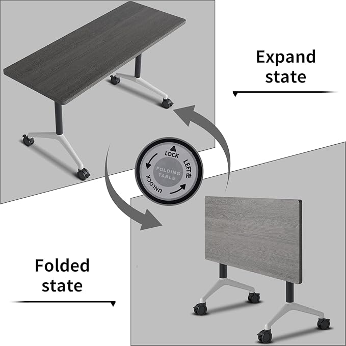 Conference Room Table with Flip-Top Design for Dynamic Meetings, Business Table Computer Desk with Heavy-Duty Frame,Foldable Seminar Meeting Tables for Home Office (4, B, 70.8IN)