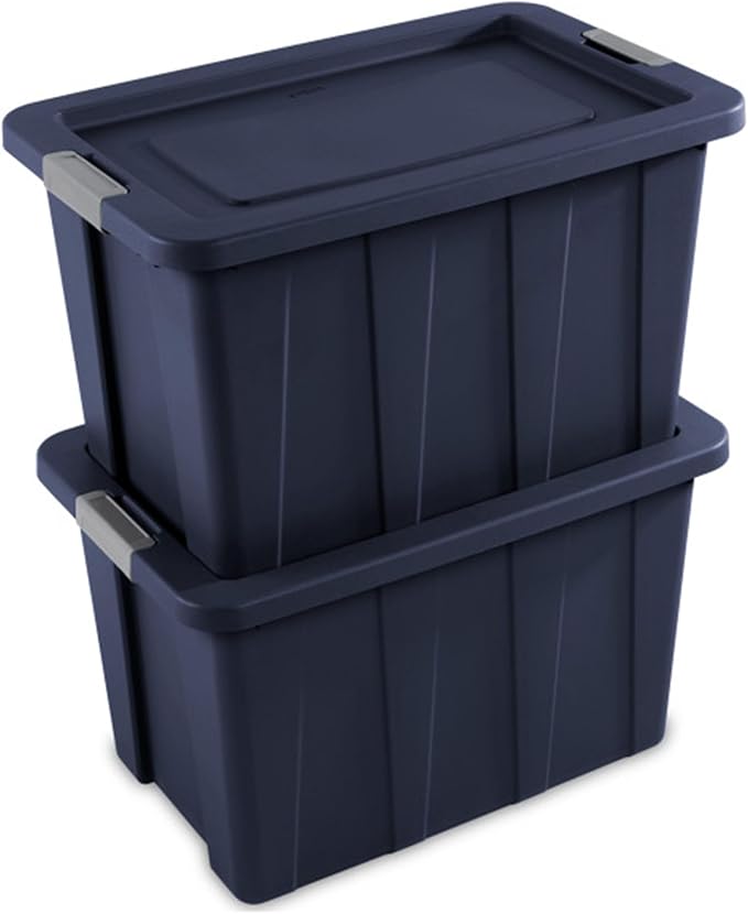 Sterilite 8-Pack Storage Bins with Lids, Heavy Duty Totes, Tuff1, 30 Gallon, Dark Indigo