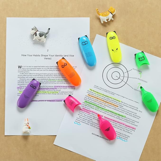 12 pieces Cute Animal Design Vet Tech Week Gifts Mini Highlighter Pen Assorted Colors Chisel Tip Gift Highlighter Marker - stocking stuffers for kid - kawaii stuffs