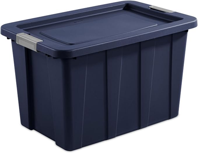 Sterilite 4-Pack Storage Bins with Lids, Heavy Duty Totes, Tuff1, 30 Gallon, Dark Indigo