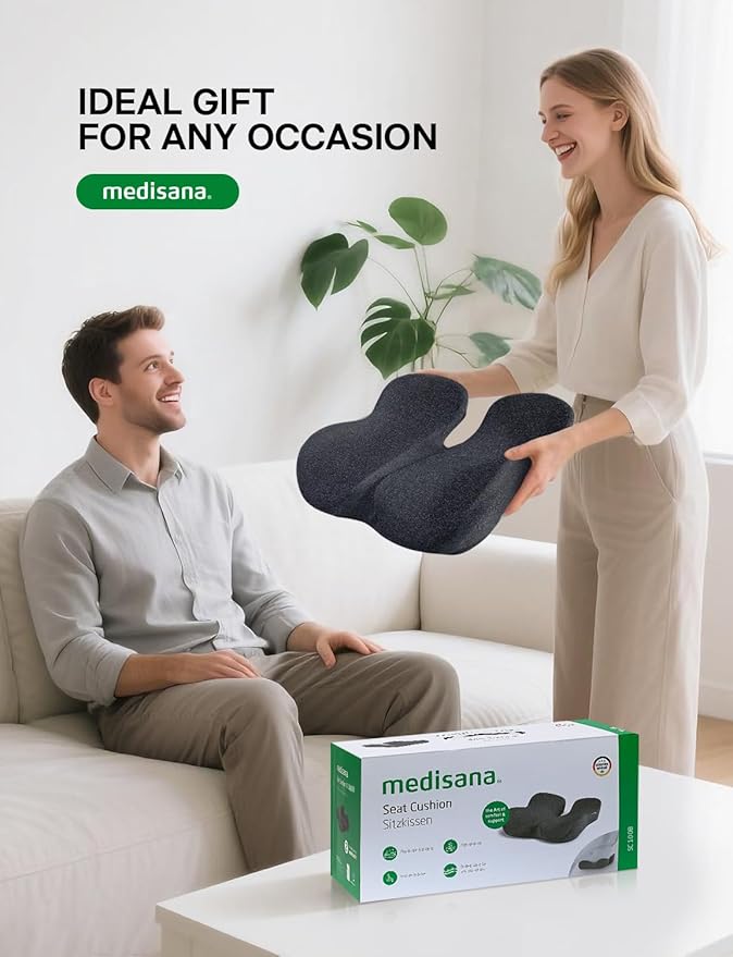 Seat Cushion, SC 100B Seat Cushions for Office Chairs, Car Seat, Wheelchair - Sciatica & Tailbone & Coccyx Pain Relief Pillow for Driver Sedentary People（Size:17 * 14.6 * 3.54 in-Black