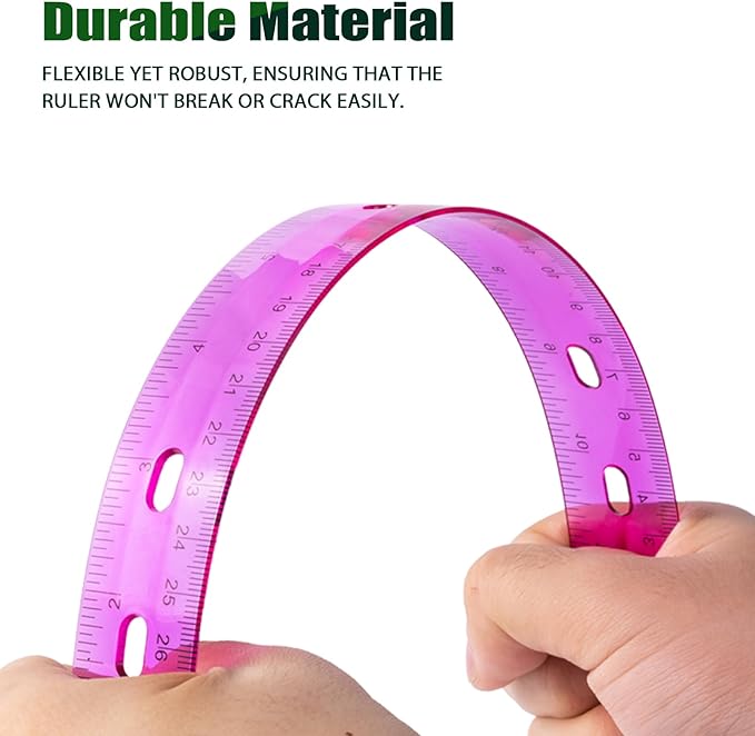 28 Pack Plastic Ruler 12 Inch Transparent Rulers - Metric Bulk for Kids School Office Classroom, Purple