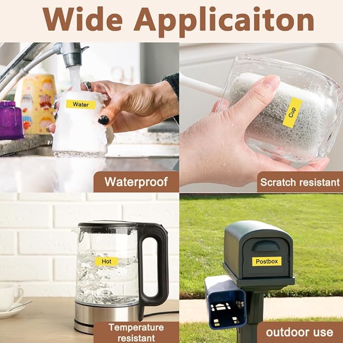 Hehua Tape Tze Tz 9mm 0.35 Laminated Yellow Compatible for Brother P-Touch TZe-621 TZe621 TZ-621 TZ621 Tape for Ptouch PT D210 D220 D200 D610 H110 1880, 3/8'' x 26.2ft Black on Yellow, 3 Pack