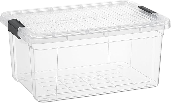 Superio Clear Storage Box with Lid, 11 Quart Plastic Container Bins for Organizing, Stackable Crates, BPA Free, Non Toxic, Odor Free, Organizers for Home, Office, School, and Dorm