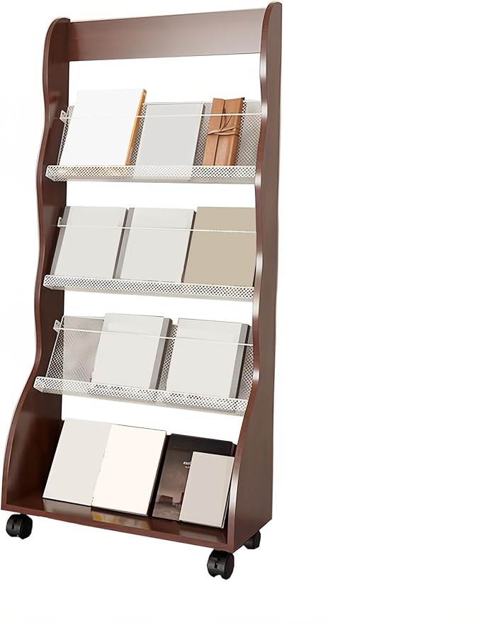 Brochure Display Rack,4 Layer Floor-Standing Magazine Rack,Literature Newspaper Catalog Display Holder With,Book Display Rack for Exhibitions, Shopping Malls, Hospitals, Offices,Family