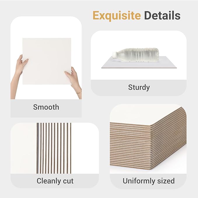 25 Pcs Book Board, Binder Board, Cover Board, Heavy Duty Chipboard for Book Binding, DIY Cardboard (White, 12 x 12 Inch 80PT)