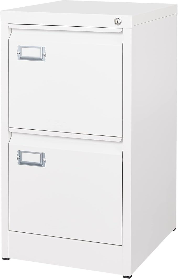 2 Drawer File Cabinet with Lock Metal Vertical Filing Storage Cabinet Office Home Steel Vertical File Cabinets for A4 Legal/Letter Size Narrow File Cabinet Locked,Assembly Required