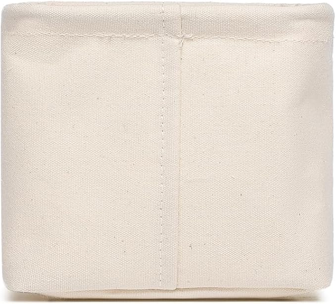 Foldable Storage Bins with Lids Cotton Canvas Rectangular Storage Box Ideal for Organization Lightweight and Durable (5.12 x 5.12 x 4.72)