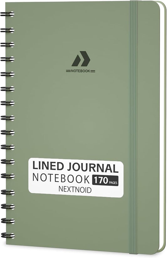 Lined Spiral Notebook Journal For Women & Men - A5 Notebook 170 Pages, Hardcover Journals for Writing & Note Taking, College Ruled Notebook for Work - Green