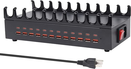 300W Charging Station for Multiple Devices - 24 Ports USB Fast Charging Station with Smart Power Delivery - Kindle, Phone, Tablet Charger Station for Home, Office, School