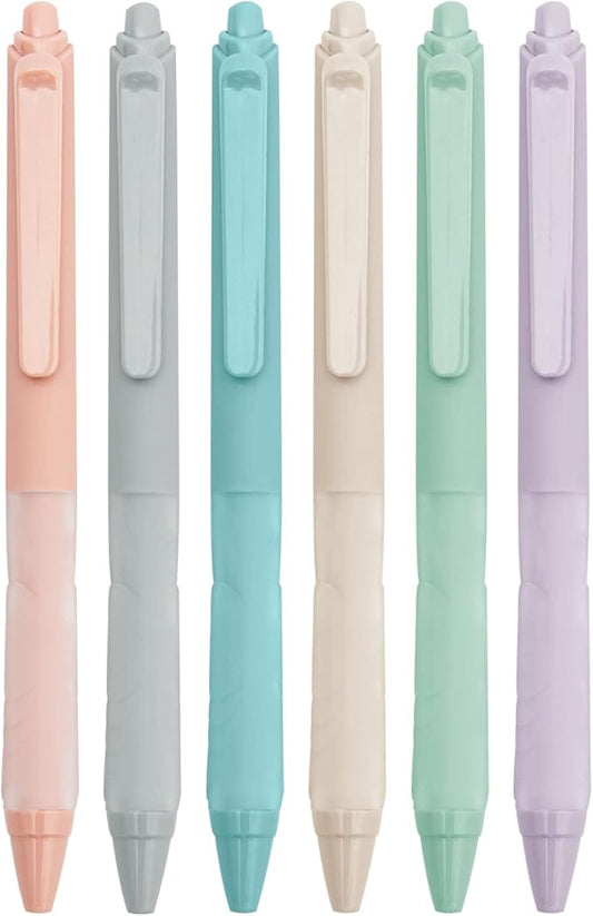 Linbsunne Ballpoint Pens Medium Point 1mm Black Pen with Super Soft Grip Ball Point Pen for Men Women Retractable Pens (6-pack)