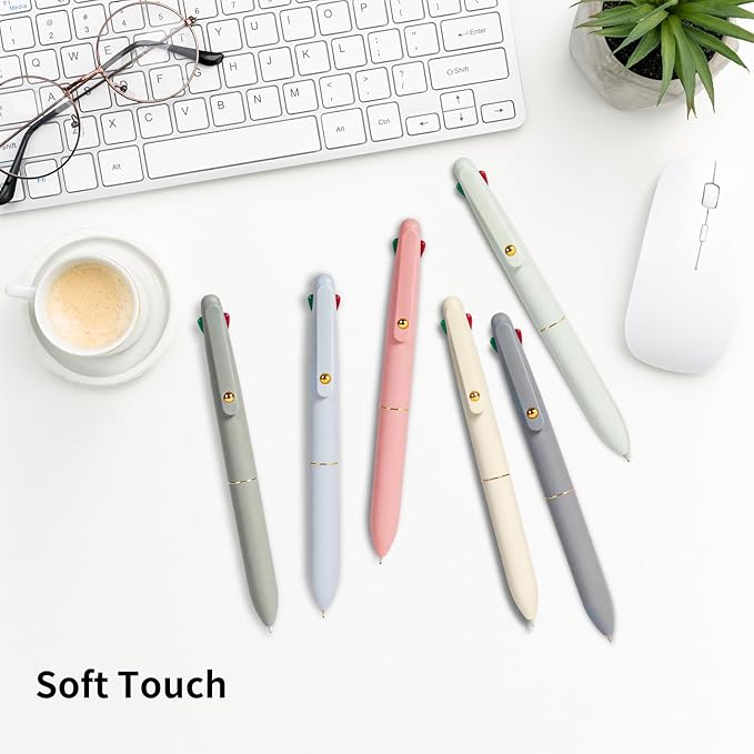 Ddaowanx Multicolor Pens, 4-in-1 Colored Ballpoint Pen 0.5mm Fine Point Smooth Writing,Nurse Accessories for Work,Gifts for Teen Girls,6-Count