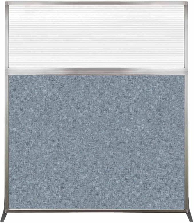 Versare Hush Screen Portable Room Divider | Workstation Wall Divider | Freestanding Privacy Hush Panels | Clear Fluted Windows | Fabric Office Divider Screen | Great for Room Separation