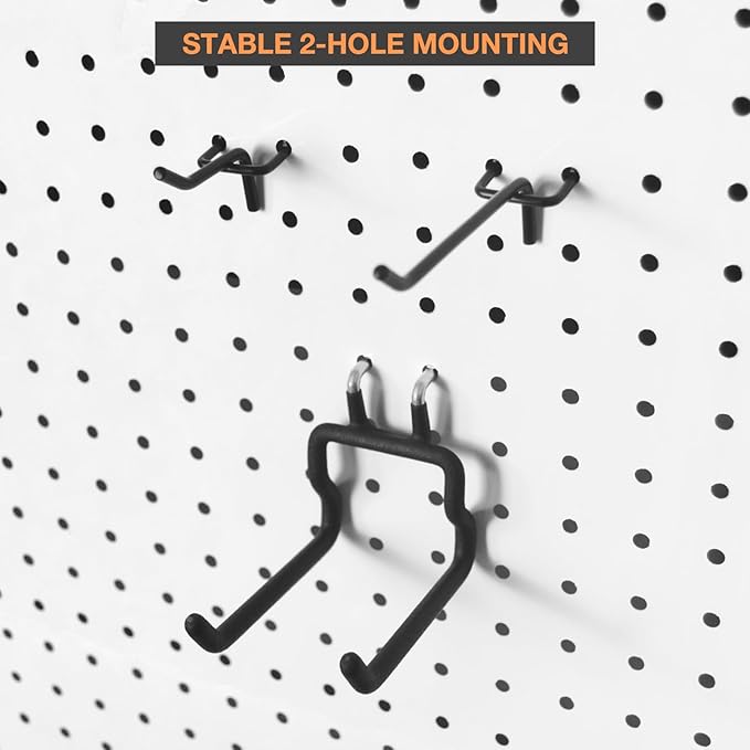 G.CORE 24-Pack Pegboard Hooks, 2" 4" Peg Board Tool Utility Hangers Fit 1/4" Pegboards, Heavy Duty Metal Shelving Brackets, Wall Organizers and Storage for Craft Room Garage Workbench Office (Black)