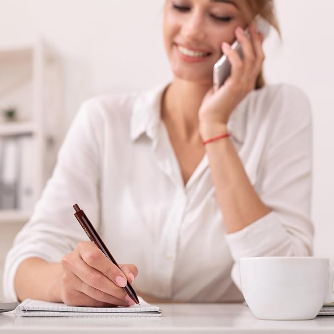 Pens Bulk, Coffee 60Pack Ballpoint Pens for Smooth Writing No Smear, Black Ink Medium Point 1.0mm, Retractable Click Server Pens, School Office Supplies (Black ink)