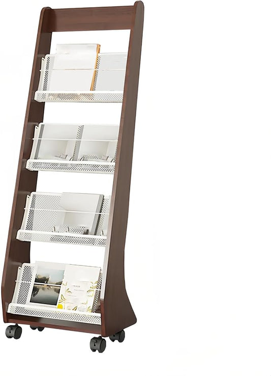 Brochure Display Rack,4 Layer Floor-Standing Magazine Rack,Literature Newspaper Catalog Display Holder With,Book Display Rack for Exhibitions, Shopping Malls, Hospitals, Offices,Family