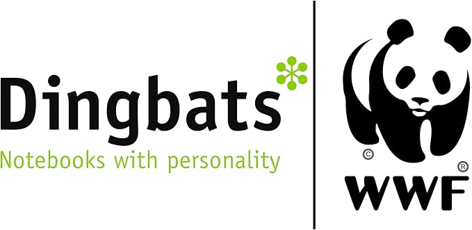 Dingbats* Wildlife Grid Journal Notebook A5 - Vegan Leather Hard Cover, Ideal for Work, Travel - Pocket, Elastic Closure, Bookmark