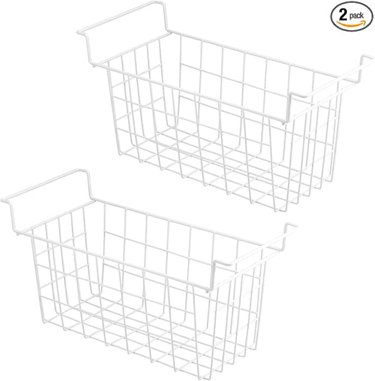 Chest Freezer Baskets 17.5 Inch, Chest Freezer Organizer Bins Metal Wire Storage Baskets with Hanging Handles for Deep Freezer, Set of 2