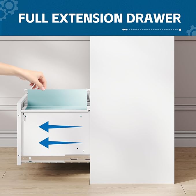 3-Drawer Metal File Cabinet, Lateral Vertical Filing Cabinets for Home Office, Locking Cabinet with Storage Shelves, Legal/Letter/A4 Size Office File Cabinet,(White, Assemble Required)