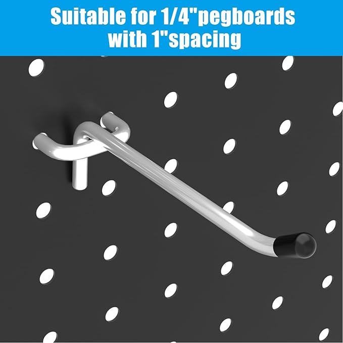 157 PCS Extra Thick Pegboard Hook Set, Metal Pegboard Accessory Organizer with Storage Bins and Peg Locks, Fits 1/4 Inch Pegboard Only, Ideal for Tools, Garage and Workshop Storage(Silver)