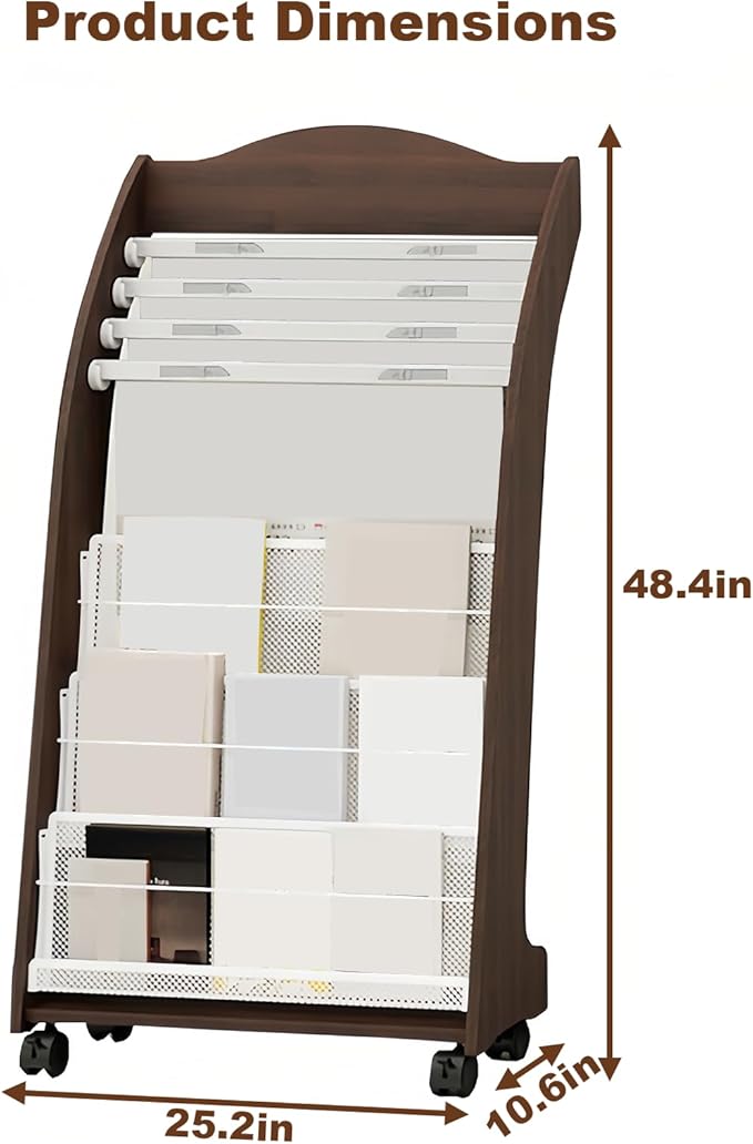 Brochure Display Rack,4 Layer Floor-Standing Magazine Rack,Literature Newspaper Catalog Display Holder With,Book Display Rack for Exhibitions, Shopping Malls, Hospitals, Offices,Family