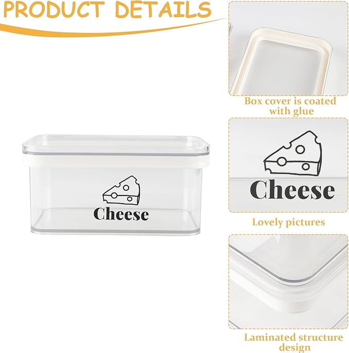 Cheese Container for Refrigerator Airtight Creamer Container with Lid Cream Cheese Sliced Cheeses Box Meat and Cheeses Saver for Fridge Keeper Cream Block Shredded Sliced Storage Box Holder
