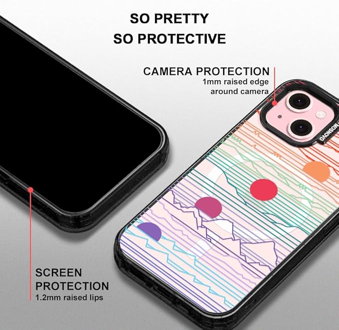 MOSNOVO Magnetic Case for iPhone 15, 10ft Military-Grade Protection, Compatible with Magsafe, Shockproof Phone Case for iPhone 15 - Sunrise and Sunset - Clear Black